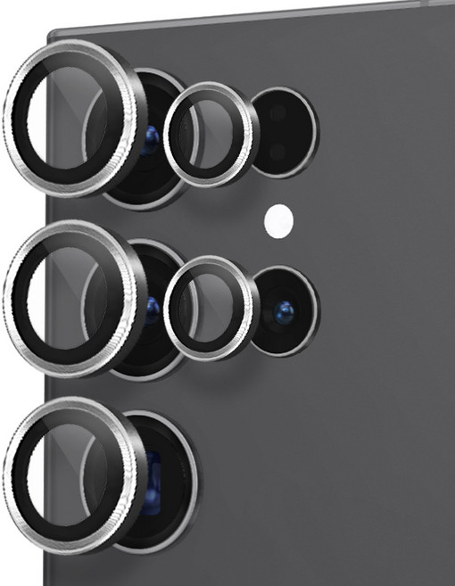 인트그로 카메라 보호 메탈 실버 링 강화유리, 1개