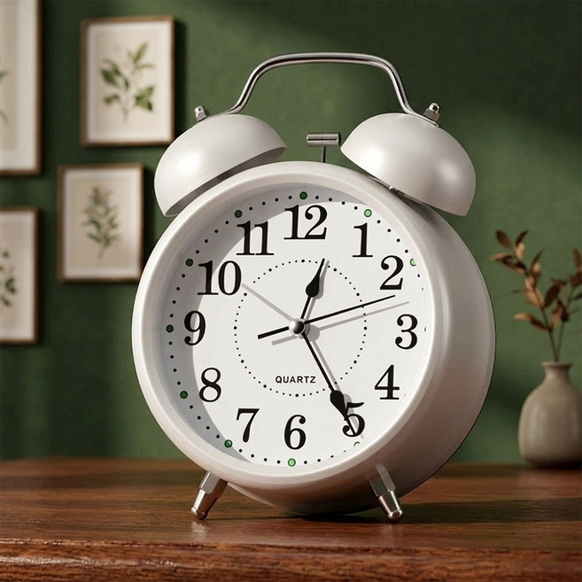루벨르 무소음 자명종 시끄러운 알람시계, 화이트