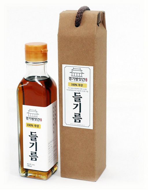 경기방앗간 통깨100% 진한 참기름 들기름(중국산 180ml 선물포장), 들기름(중국산), 1개
