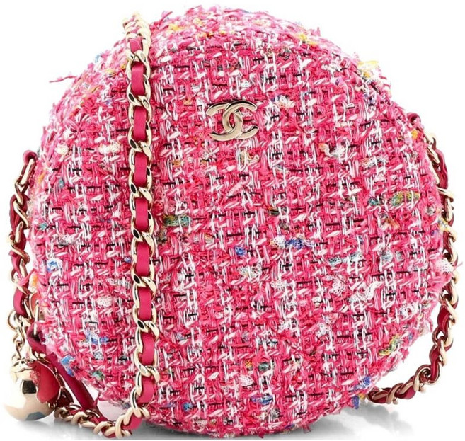 샤넬 중고 참 라운드 클러치 체인 퀼팅 트위드 크로스 백