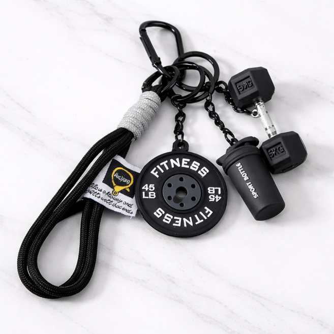 라이복 스포츠피트니스 헬스 키링 열쇠 가방고리, 블렉, 1개