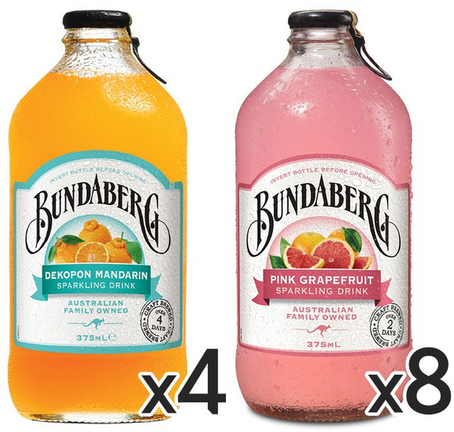 분다버그 데코폰 만다린4 핑크자몽8, 12개, 375ml