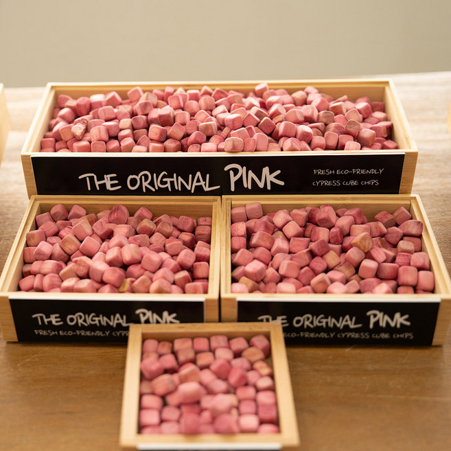 편백 큐브 나무 칩 놀이 색 모래 칼라 500g, 1개, 편백컬러칩 핑크