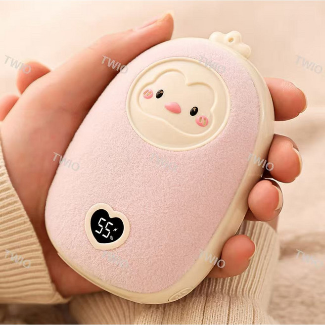 TWIO 펭귄손난로 미니 휴대용 손난로 보조배터리 전기 충전 핫팩 c타입, 핑크, .