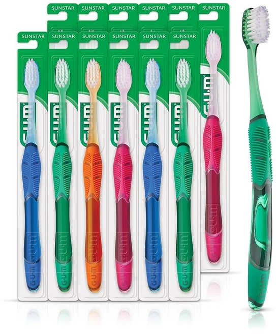 GUM 테크닉 딥 클린 민감 칫솔 컴팩트 헤드 및 매우 부드러운 테이퍼 1ct (12개), 1 Count (Pack of 12), 1개 - 쿠팡