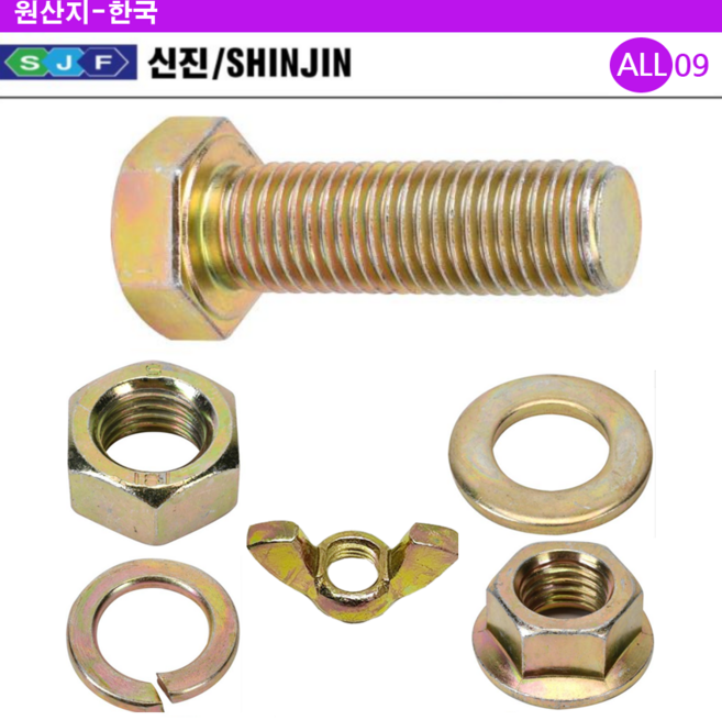ALL09 볼트 너트 평와샤 플렌지 스프링와사 나비 8mm 세트아님, 육각볼트M8x40mm(4개), 1
