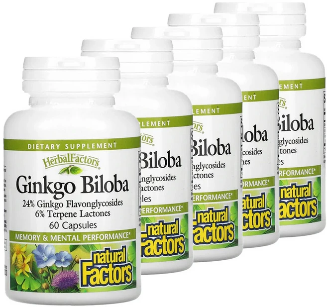 네추럴팩터스 징코빌로바 은행나무추출 60MG Capsules, 5개, 60정 - 쿠팡