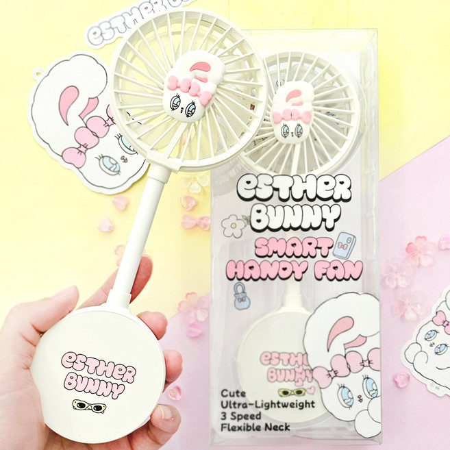 Estherbunny 캐릭터 손선풍기 에스더버니 맥세이프 강력 자석 초경량 핸디팬 휴대용선풍기, 화이트