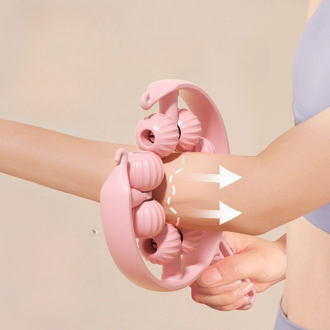 팔뚝 경락 링 마사지기 팔뚝 림프 괄사 핸드 롤러 마사지 휴대용 스트레칭 팔뚝살 빼기, A_핑크 8구 팔 마사지기, 1개