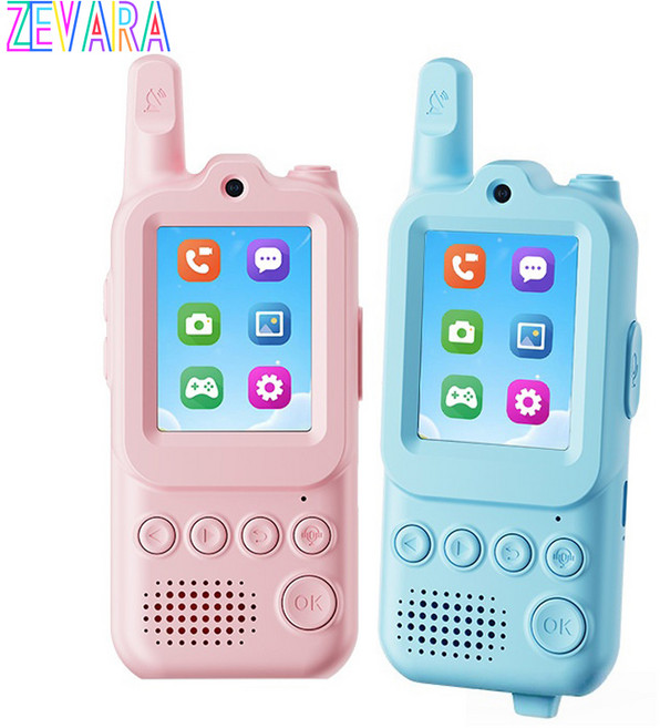 Zevara 휴대용 무전기 USB 충전식 영상 통화를 생활 워키토키 옥외 활동, 1세트, 블루+핑크