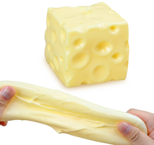 치즈빵 슬랑이 6cm 수제치즈 시퀴시 피젯토이 스트레스볼 말랑이 슬라임, 1개, 235g, 치즈