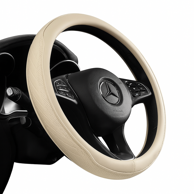 제피드 핸들커버 자동차 차량용 가죽 순정형, 밀크 베이지
