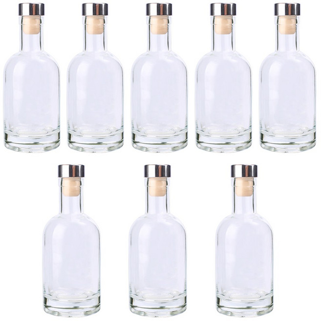 가인글로벌 위스키200 유리병 주류병 더치병 담금주 술병, T형마개(실버), 8개, 200ml