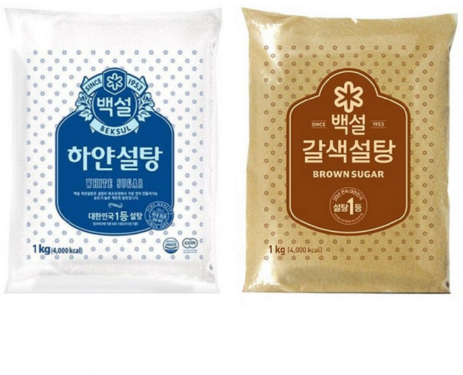 올따옴 백설 하얀설탕 1kg + 백설 갈색설탕 1kg, 2개
