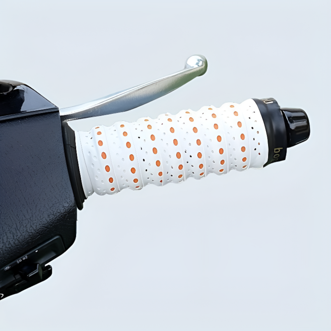 논슬립 쿠션 오토바이 전동스쿠터 핸들바 그립 테이프 2P 세트, 1세트, 화이트오렌지