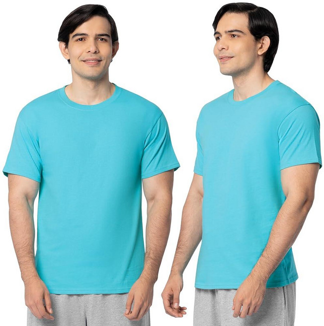 Fruit of the Loom 남성용 에버소프트 면 티셔츠 통기성 및 수분 흡수 냄새 제어 사이즈 S-4x 스쿠버 블루 2팩 XL