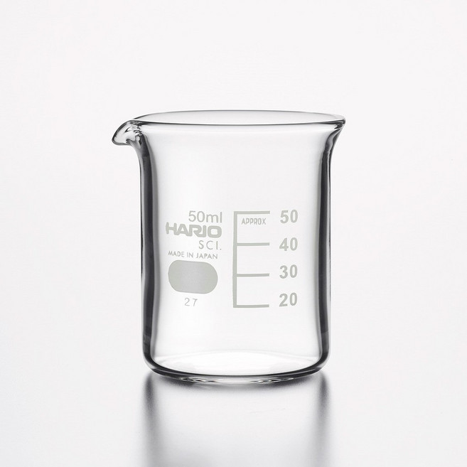 HARIO SCI 廣口燒杯 耐熱玻璃 實驗量杯, 1個, 50ml, 透明