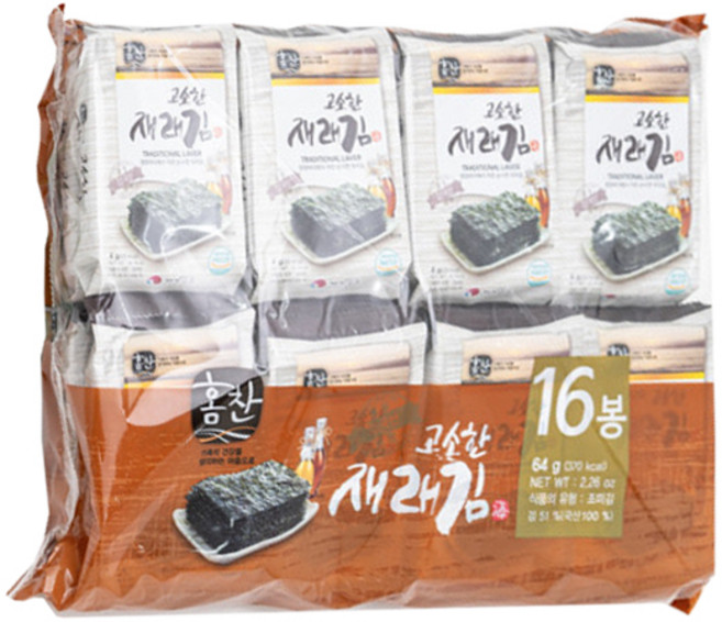 고소한 재래김 도시락 1박스, 16개, 4g
