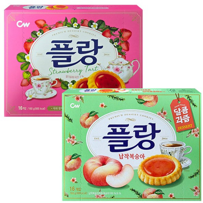 청우 플랑 160g (딸기+납작복숭아), 1세트