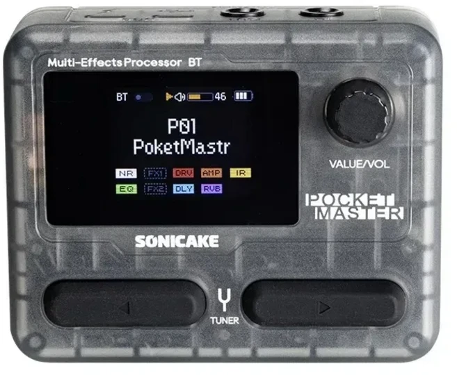 SONICAKE 포켓 마스터 기타 베이스 앰프 1.77" LCD 화면 100+ 멀티 이펙트 페달 QME-10 지원 OTG 루퍼 미니, 04 Transparent Black