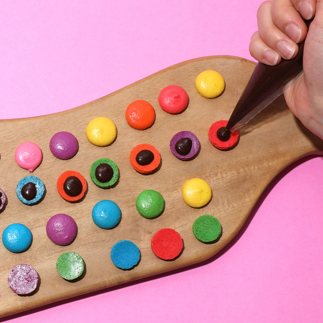 미니 마카롱 만들기 DIY 세트 겨울방학 졸업식 발렌타인데이 케이크 장식 어린이집 요리수업 신년 건강한 간식, 초코펜 + 초코필링 + 미니꼬끄 + OPP필름, 1세트