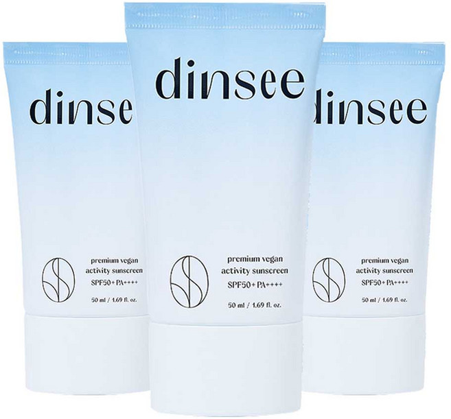 딘시 프리미엄 비건 액티비티 선크림 SPF50+PA++++ 50ml 3개
