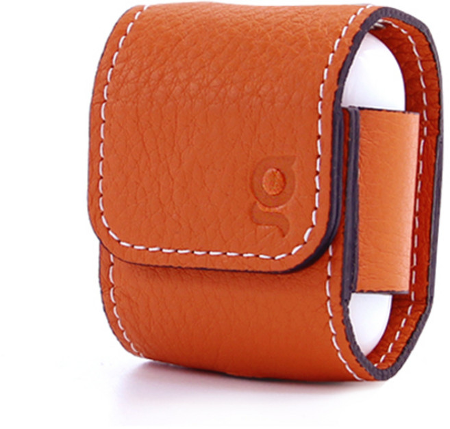 카투소 소 천연가죽 에어팟 케이스, 오렌지, 에어팟1/2세대