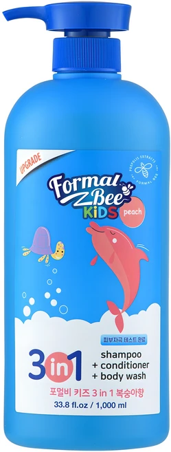 포멀비키즈 3in1 올인원 클렌저 복숭아향, 1L, 1개 - 쿠팡