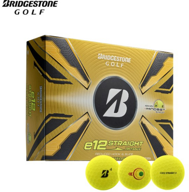 브리지스톤골프 E12 STRAIGHT 2025년 석교상사 골프공 3피스, 옐로우, 12개입, 1개