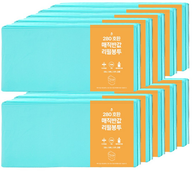 매직캔 호환 반값 리필봉투 280 베이비파우더향, 27L, 10개