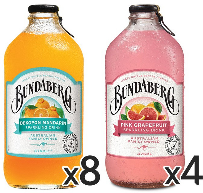 분다버그 데코폰 만다린8 핑크자몽4, 12개, 375ml