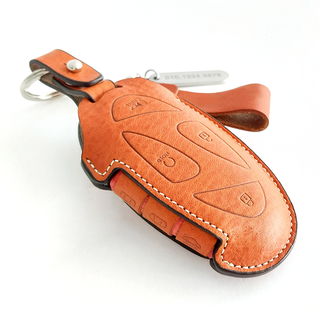 이지스오토랩 신형 디올뉴 싼타페MX5 그랜저GN7 투싼NX4 아반떼CN7 쏘나타디엣지 키케이스 호환, 카멜 (7버튼)