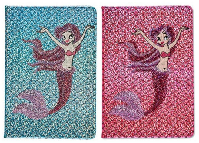 시퀸스 인어 스팽글 자수 노트 A5 80매 유선 인어노트, 블루 (720400)