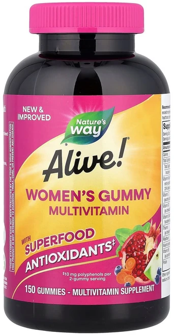 네이처스웨이 Alive 여성용 종합비타민 혼합 베리맛 구미젤리 150개, 1개, 150정 - 쿠팡