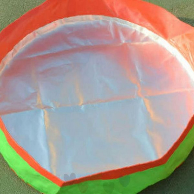 야외 김장 작업용 방수 비닐 깔개 접이식 휴대용 원형 테두리 보강 주황 녹색 배색, 1개