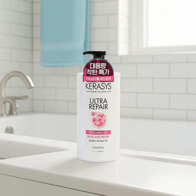 케라시스 울트라 리페어 손상모 영양케어 단백질 샴푸 오일윤기 케어, 4개, 1L
