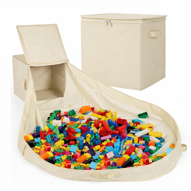 레고 인형 대형 장난감정리함, 1개, 아이보리