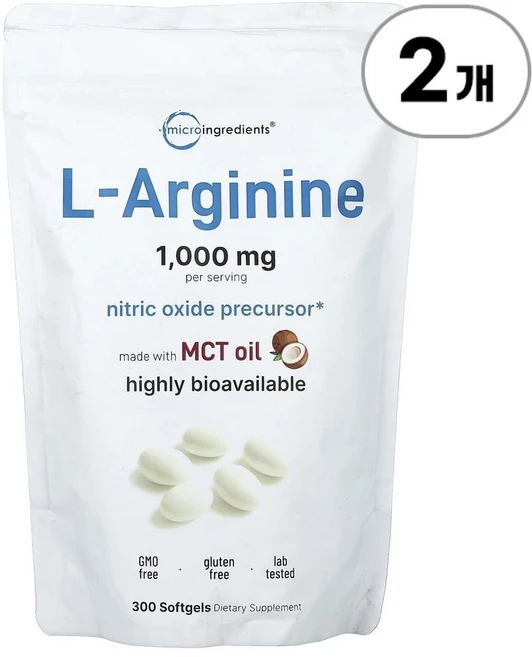 마이크로 인그리디언츠 L-아르기닌 250mg Micro Ingredients L-Arginine 250 mg 300정, 2개 - 쿠팡