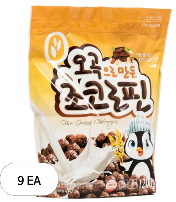 씨알로 오곡으로 만든 초코로핀 시리얼, 1.2kg, 9개