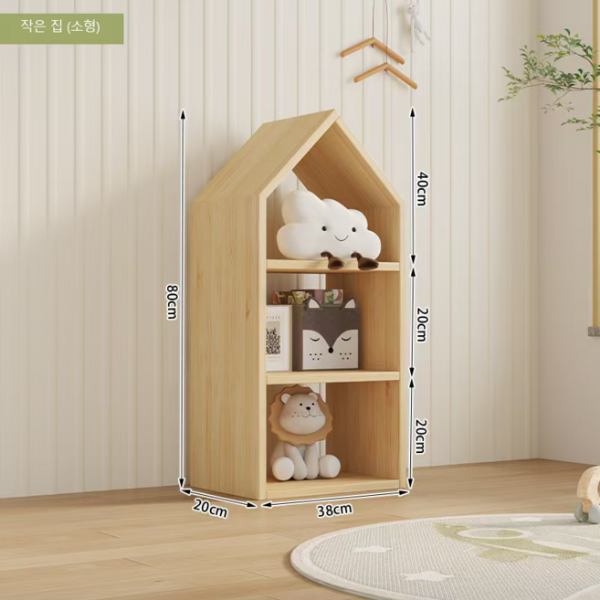 어린이 책장 그림책꽃이, 3단, 원목