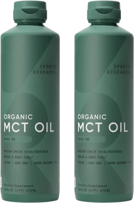 Sports Research 유기농 MCT C8 오일 무맛 473ml(16fl oz) 2 SET, 473ml - 쿠팡