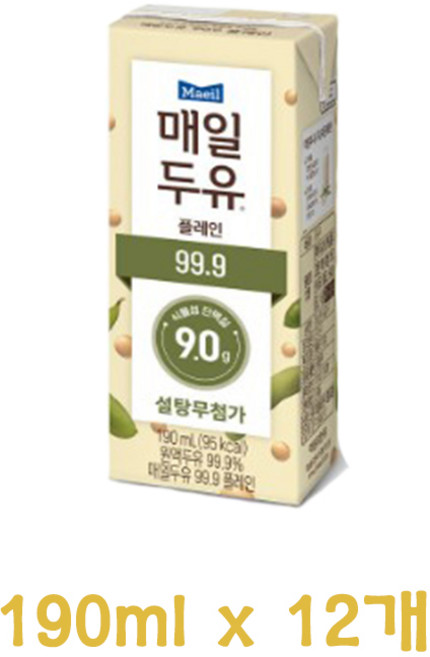 매일유업 매일두유 99.9, 190ml, 12개