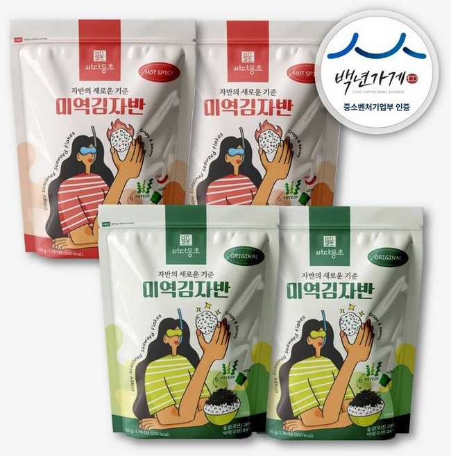 백년가게 바다몽초 미역김자반 4봉 오리지널 핫스파이시, 3. 혼합(오2+핫2)