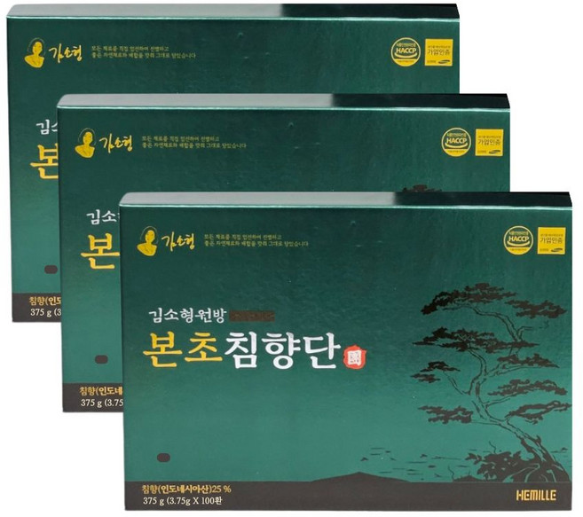 김소형원방 본초침향단 (쇼핑백 증정), 3박스, 375g