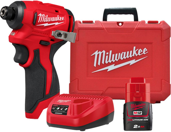 밀워키 M12 BLIDRC-201C 충전 임팩 드릴 12V 2.0Ah 배터리 1개 세트