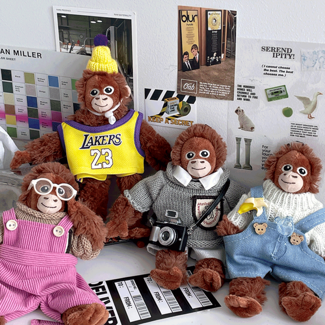 데미무드 오숭이 옷세트 10type 인형 키링, 멜빵 핑크 베어