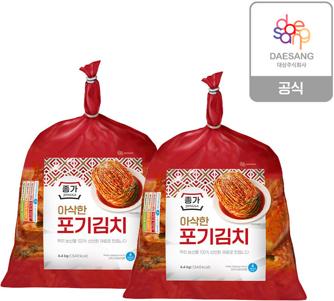 (M)[종가] 아삭한 포기김치8.8kg(4.4kg x 2ea ), 1개, 8.8kg