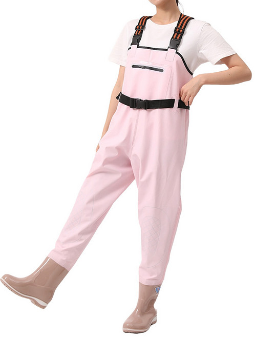 스토리원 감성 파스텔 컬러 가슴장화 낚시 해루질 장화 SH-RBT-PVC104, 230, 핑크