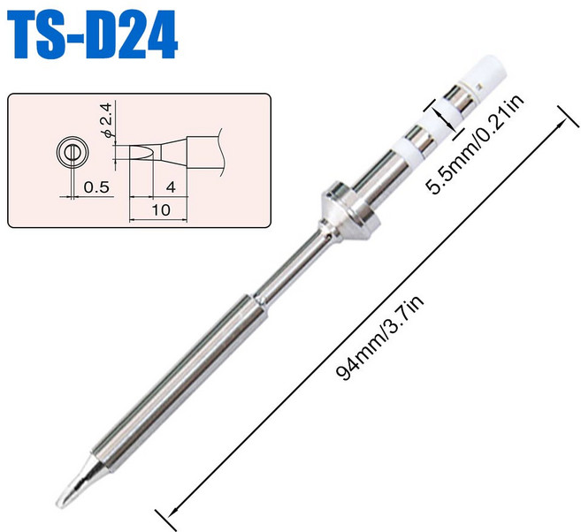 Pine64 TS100 ts101 납땜 다리미 팁 Pinecil V2 전기 TS 시리즈 B2 ILS BC2 다양한 모델 교체, TS-D24, 8) TS-D24, 1개