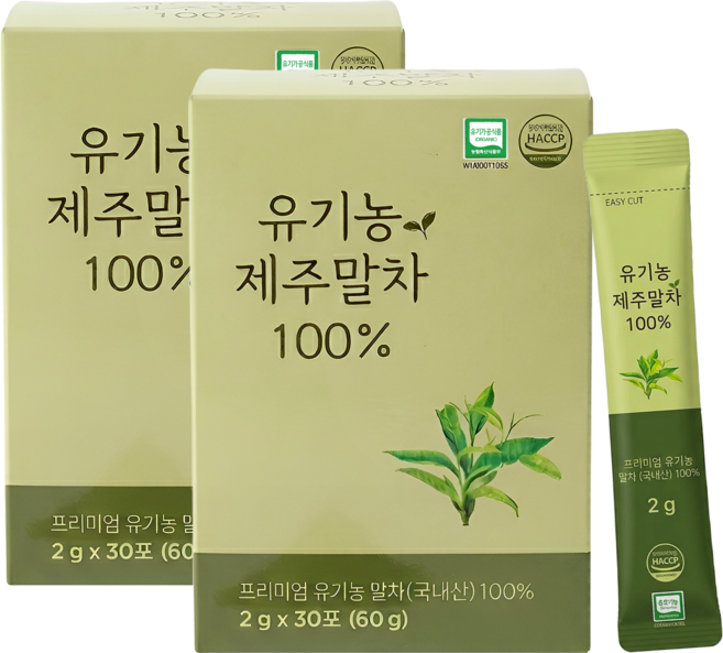 유기농 제주 말차 가루 100% 무가당 원물 파우더 스틱 HACCP, 1세트, 60개입, 2g